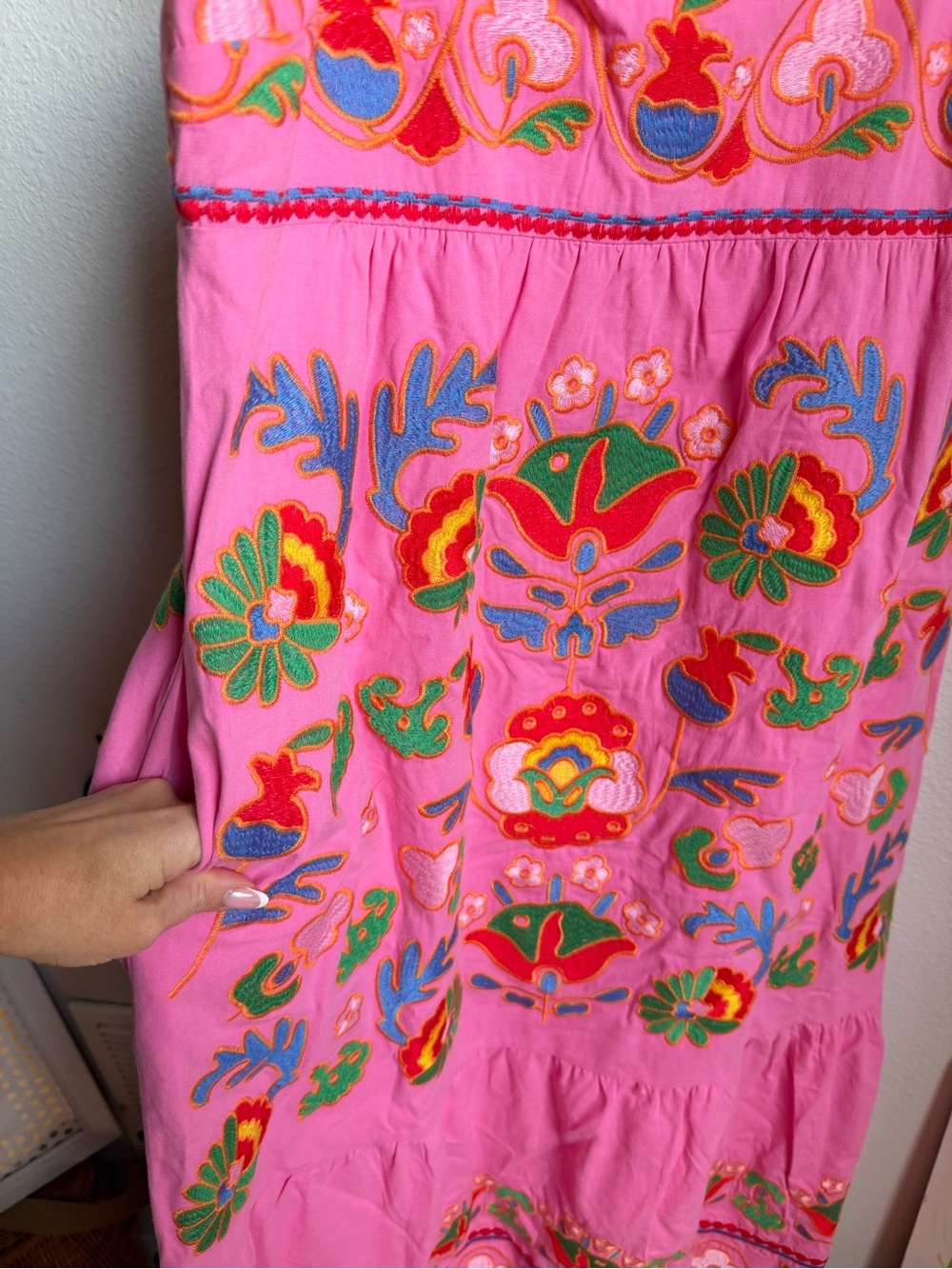 NWT J.Marie HOT PINK EMBROIDERED LANDON MIDI DRESS Sz S - Picture 8 of 13